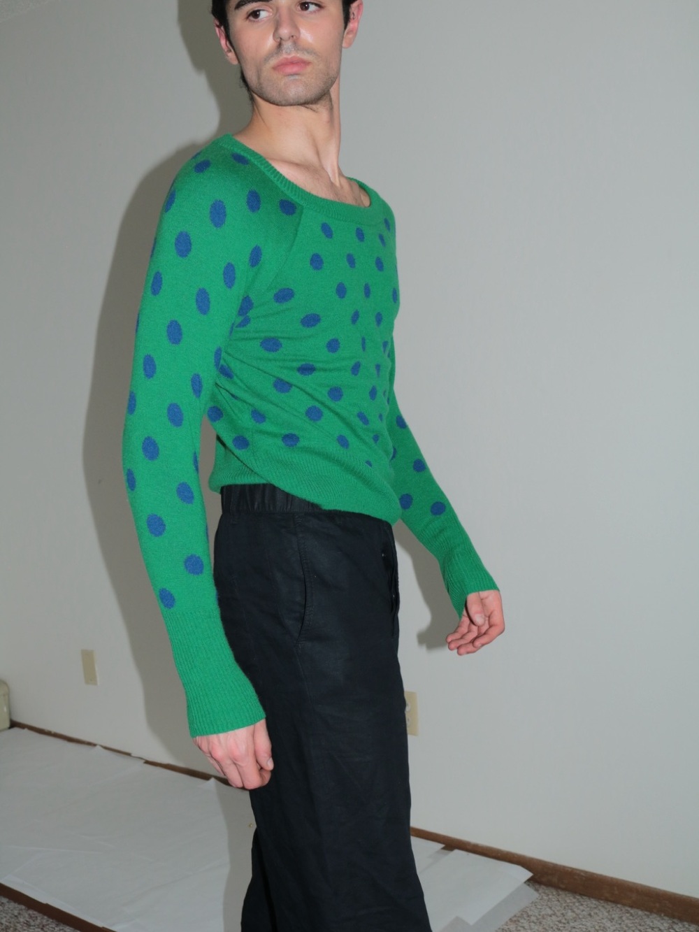 Green Polka Dot Women's Sweater - Picture 3 of 5